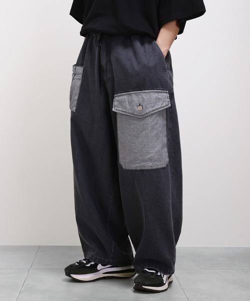 配色デニムスーパーワイドパンツ デニムパンツ Minsobi ミンソビ のファッション通販 Zozotown