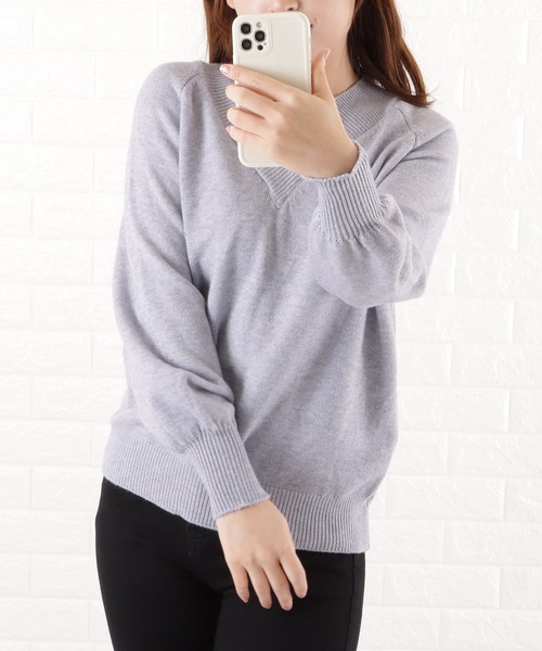 Lace Ladies(レースレディース)の「Vネック 長袖ルーズフィット 無地ニット(ニット/セーター・レディース・グレー/ブラック/ベージュ/ホワイト/ブルー・FREE)」の4枚目の写真
