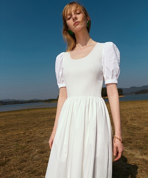 Fano Studios（ファノ ストゥディオズ）の「【Fano Studios】Puff sleeve knit dress FC21L049（ワンピース・レディース・ブラック/ホワイト・S/L/M）」の3枚目の写真