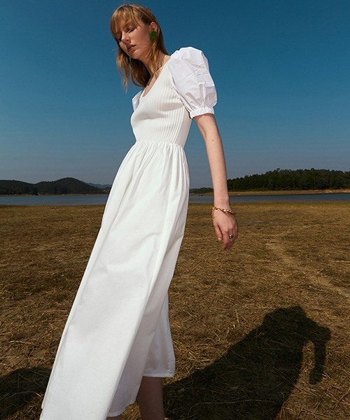 Fano Studios（ファノ ストゥディオズ）の「【Fano Studios】Puff sleeve knit dress FC21L049（ワンピース・レディース・ブラック/ホワイト・S/L/M）」の5枚目の写真