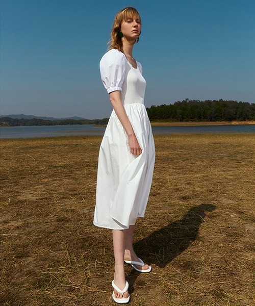 Fano Studios（ファノ ストゥディオズ）の「【Fano Studios】Puff sleeve knit dress FC21L049（ワンピース・レディース・ブラック/ホワイト・S/L/M）」の7枚目の写真