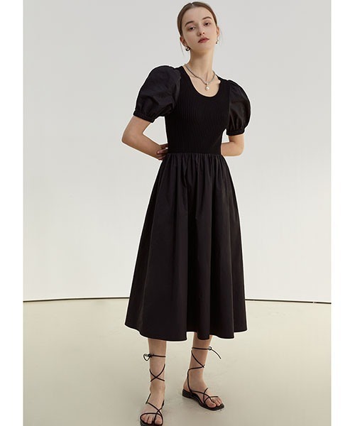 Fano Studios（ファノ ストゥディオズ）の「【Fano Studios】Puff sleeve knit dress FC21L049（ワンピース・レディース・ブラック/ホワイト・S/L/M）」の8枚目の写真
