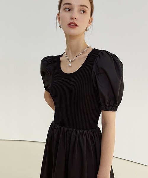 Fano Studios（ファノ ストゥディオズ）の「【Fano Studios】Puff sleeve knit dress FC21L049（ワンピース・レディース・ブラック/ホワイト・S/L/M）」の12枚目の写真