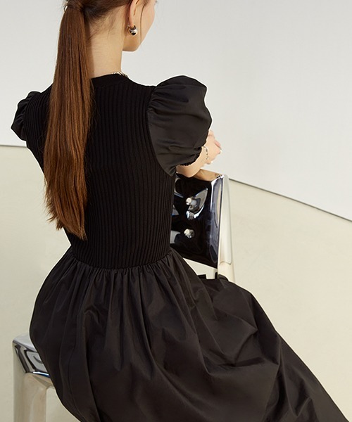 Fano Studios（ファノ ストゥディオズ）の「【Fano Studios】Puff sleeve knit dress FC21L049（ワンピース・レディース・ブラック/ホワイト・S/L/M）」の15枚目の写真