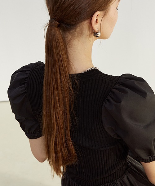 Fano Studios（ファノ ストゥディオズ）の「【Fano Studios】Puff sleeve knit dress FC21L049（ワンピース・レディース・ブラック/ホワイト・S/L/M）」の16枚目の写真