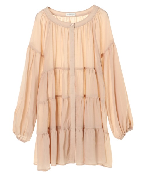 earth music&ecology（アースミュージックアンドエコロジー）の「【WEB限定】ティアードシャツチュニック ＊（シャツ/ブラウス・レディース・ライトブルー/ブラック/オフホワイト/ピンクベージュ・FREE）」の6枚目の写真