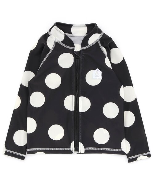 Ampersand（アンパサンド）の「/UNIシンプルラッシュガード(無地・ドット柄)_UVカット（ラッシュガード・キッズ・ブラック/グレー/アイボリー/カーキ・100/110/120/130/140/80/90）」の2枚目の写真