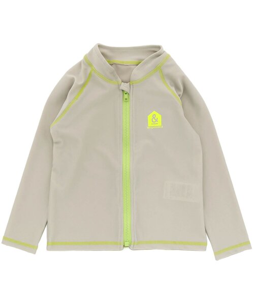 Ampersand（アンパサンド）の「/UNIシンプルラッシュガード(無地・ドット柄)_UVカット（ラッシュガード・キッズ・ブラック/グレー/アイボリー/カーキ・100/110/120/130/140/80/90）」の7枚目の写真