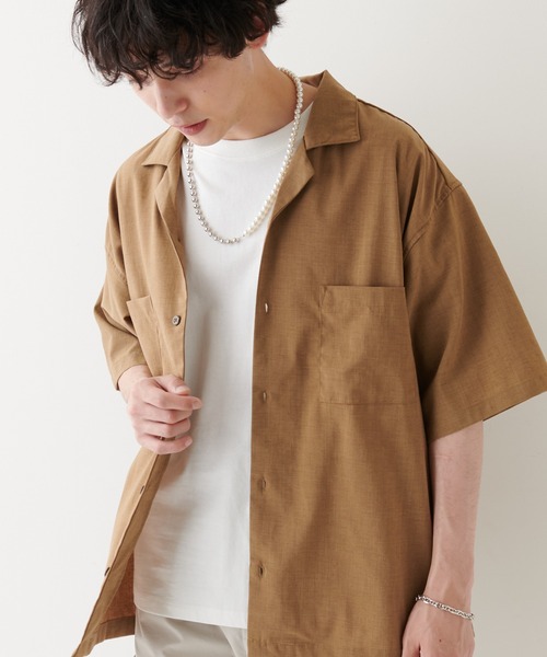 DISCOAT（ディスコート）の「ポリラミー半袖シャツ（シャツ/ブラウス・メンズ・カーキ/オフホワイト/ネイビー/ベージュ/ブラック・MEDIUM/LARGE/X-LARGE）」の3枚目の写真