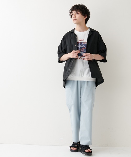 DISCOAT（ディスコート）の「ポリラミー半袖シャツ（シャツ/ブラウス・メンズ・カーキ/オフホワイト/ネイビー/ベージュ/ブラック・MEDIUM/LARGE/X-LARGE）」の12枚目の写真