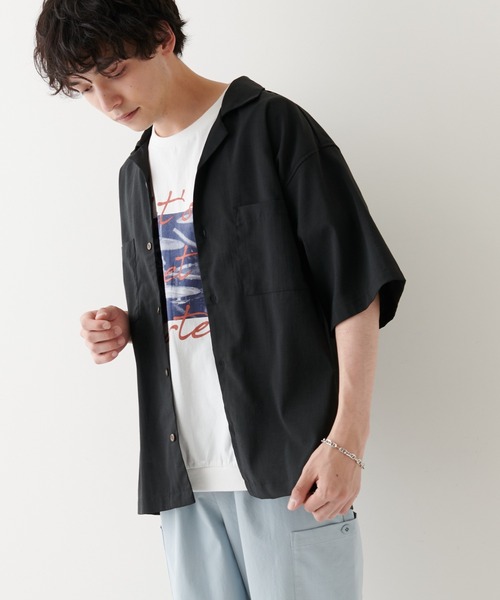 DISCOAT（ディスコート）の「ポリラミー半袖シャツ（シャツ/ブラウス・メンズ・カーキ/オフホワイト/ネイビー/ベージュ/ブラック・MEDIUM/LARGE/X-LARGE）」の19枚目の写真