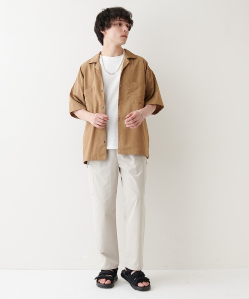 DISCOAT（ディスコート）の「ポリラミー半袖シャツ（シャツ/ブラウス・メンズ・カーキ/オフホワイト/ネイビー/ベージュ/ブラック・MEDIUM/LARGE/X-LARGE）」の13枚目の写真