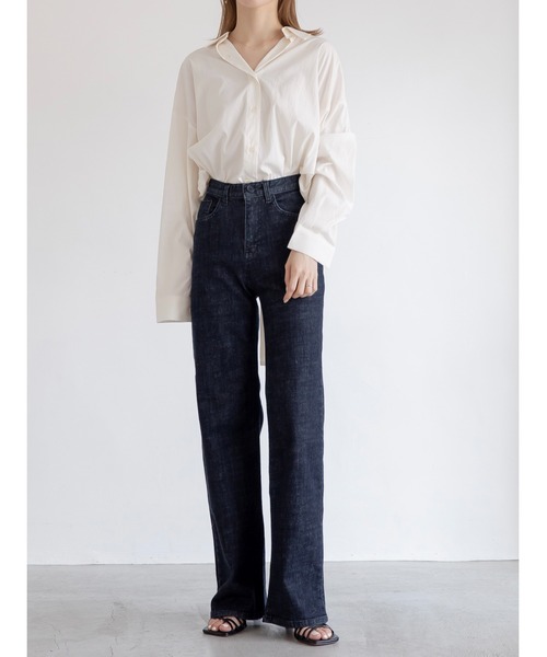 amel（エイメル）の「ロングストレートデニムパンツ（デニムパンツ・レディース・ブラック・FREE）」の2枚目の写真