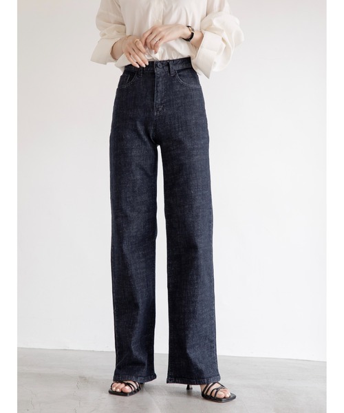 amel（エイメル）の「ロングストレートデニムパンツ（デニムパンツ・レディース・ブラック・FREE）」の6枚目の写真
