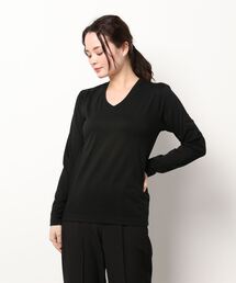 【Bl】天竺Vネック長袖Tシャツ