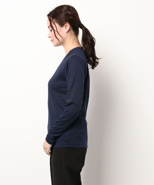 NO WAY(ノーウェイ)の「【Bl】天竺Vネック長袖Tシャツ(Tシャツ/カットソー・レディース・ホワイト/ブラック/ネイビー/グレー・LARGE/X-LARGE/MEDIUM)」の5枚目の写真