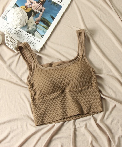 VICKY（ビッキー）の「カジュアルリブタンクブラトップ《手洗い可能》（タンクトップ・レディース・ホワイト/ブラウン/グレー/ブラック・M）」の4枚目の写真