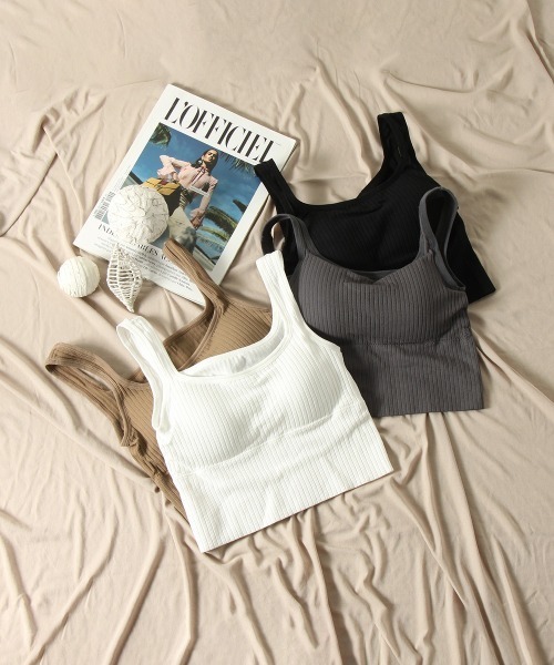 VICKY（ビッキー）の「カジュアルリブタンクブラトップ《手洗い可能》（タンクトップ・レディース・ホワイト/ブラウン/グレー/ブラック・M）」の2枚目の写真