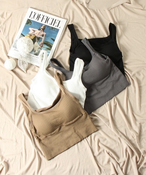 VICKY（ビッキー）の「カジュアルリブタンクブラトップ《手洗い可能》（タンクトップ・レディース・ホワイト/ブラウン/グレー/ブラック・M）」の7枚目の写真