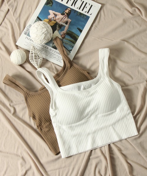 VICKY（ビッキー）の「カジュアルリブタンクブラトップ《手洗い可能》（タンクトップ・レディース・ホワイト/ブラウン/グレー/ブラック・M）」の6枚目の写真