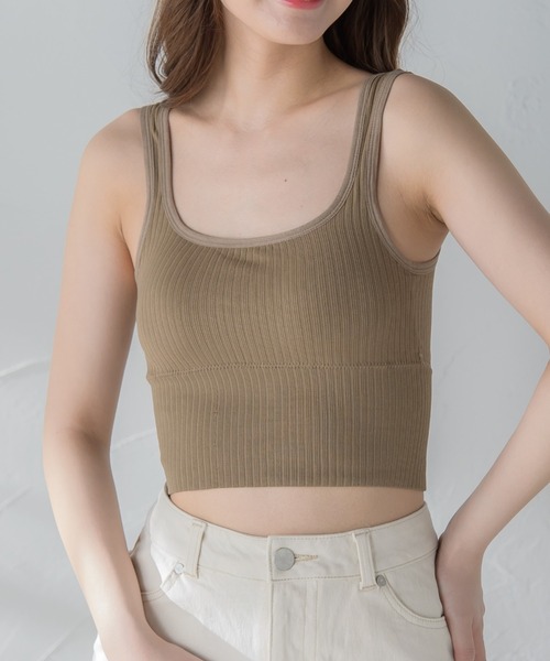 VICKY（ビッキー）の「カジュアルリブタンクブラトップ《手洗い可能》（タンクトップ・レディース・ホワイト/ブラウン/グレー/ブラック・M）」の18枚目の写真