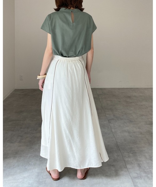 She's Closet(シーズクローゼット)の「配色パイピングフレアロングマーメイドスカート(スカート・レディース・ベージュ/オリーブ/アイボリー・FREE)」の11枚目の写真