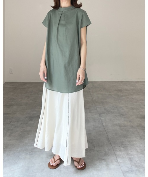 She's Closet(シーズクローゼット)の「配色パイピングフレアロングマーメイドスカート(スカート・レディース・ベージュ/オリーブ/アイボリー・FREE)」の19枚目の写真