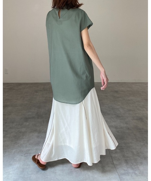 She's Closet(シーズクローゼット)の「配色パイピングフレアロングマーメイドスカート(スカート・レディース・ベージュ/オリーブ/アイボリー・FREE)」の21枚目の写真