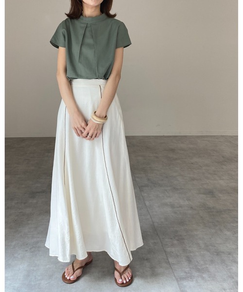 She's Closet(シーズクローゼット)の「配色パイピングフレアロングマーメイドスカート(スカート・レディース・ベージュ/オリーブ/アイボリー・FREE)」の22枚目の写真