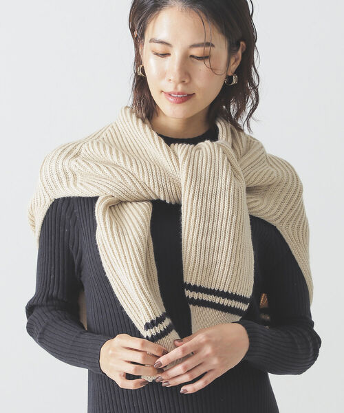 BEAMS LIGHTS(ビームスライツ)の「BEAMS LIGHTS / 畦 ショルダー ストール(マフラー・レディース・ベージュ/ブラウン/グレー・ONE SIZE)」の1枚目の写真