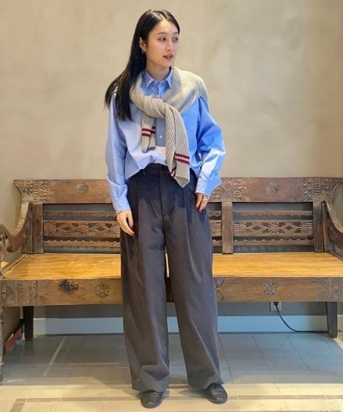 BEAMS LIGHTS(ビームスライツ)の「BEAMS LIGHTS / 畦 ショルダー ストール(マフラー・レディース・ベージュ/ブラウン/グレー・ONE SIZE)」の14枚目の写真