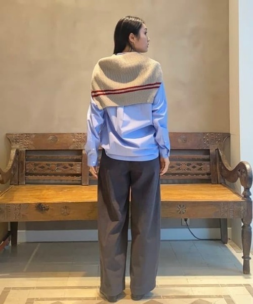 BEAMS LIGHTS(ビームスライツ)の「BEAMS LIGHTS / 畦 ショルダー ストール(マフラー・レディース・ベージュ/ブラウン/グレー・ONE SIZE)」の13枚目の写真