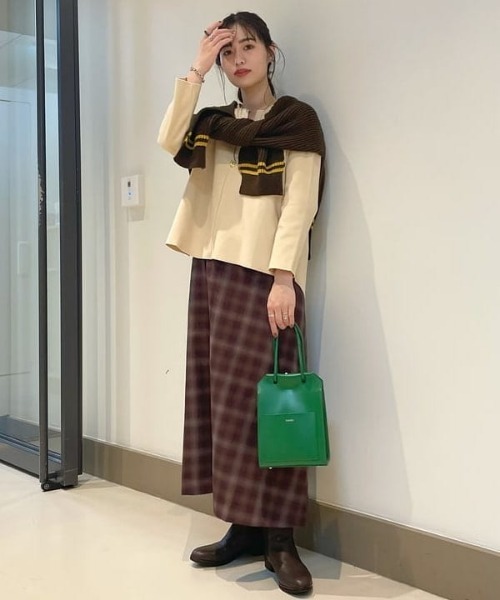 BEAMS LIGHTS(ビームスライツ)の「BEAMS LIGHTS / 畦 ショルダー ストール(マフラー・レディース・ベージュ/ブラウン/グレー・ONE SIZE)」の12枚目の写真