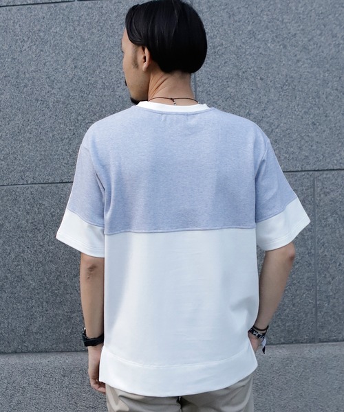 UNION STATION（ユニオンステーション）の「【ストレッチ】パネルレイヤードカットソー（Tシャツ/カットソー・メンズ・ホワイト/ネイビー/ホワイト系その他・M/L/LL）」の5枚目の写真