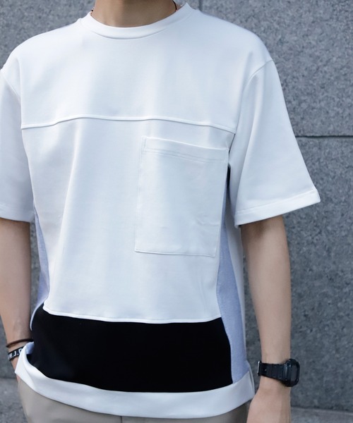 UNION STATION（ユニオンステーション）の「【ストレッチ】パネルレイヤードカットソー（Tシャツ/カットソー・メンズ・ホワイト/ネイビー/ホワイト系その他・M/L/LL）」の6枚目の写真