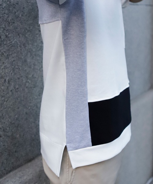 UNION STATION（ユニオンステーション）の「【ストレッチ】パネルレイヤードカットソー（Tシャツ/カットソー・メンズ・ホワイト/ネイビー/ホワイト系その他・M/L/LL）」の7枚目の写真