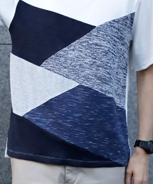 UNION STATION（ユニオンステーション）の「【ストレッチ】パネルレイヤードカットソー（Tシャツ/カットソー・メンズ・ホワイト/ネイビー/ホワイト系その他・M/L/LL）」の9枚目の写真