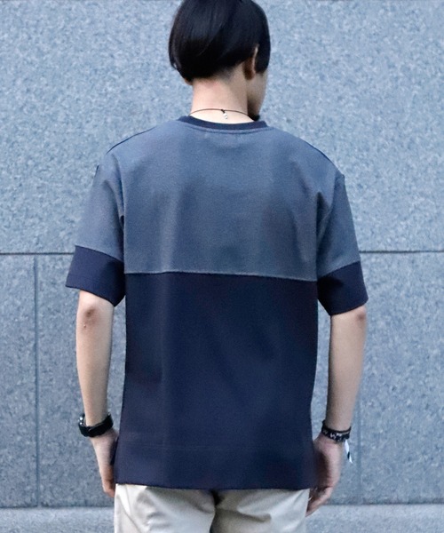 UNION STATION（ユニオンステーション）の「【ストレッチ】パネルレイヤードカットソー（Tシャツ/カットソー・メンズ・ホワイト/ネイビー/ホワイト系その他・M/L/LL）」の12枚目の写真