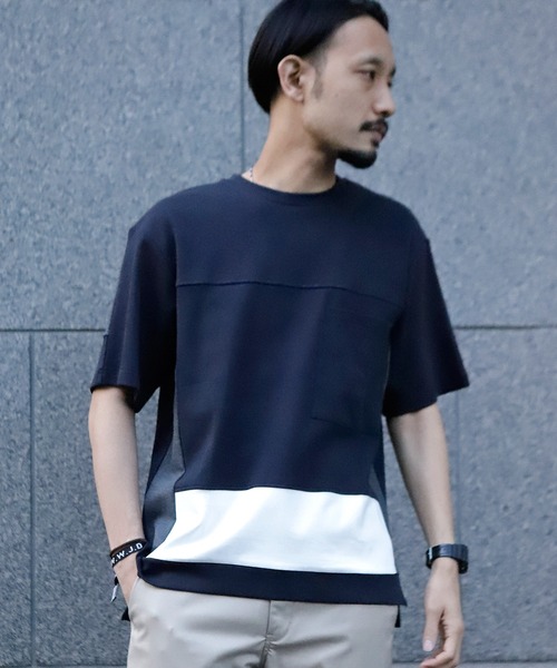 UNION STATION（ユニオンステーション）の「【ストレッチ】パネルレイヤードカットソー（Tシャツ/カットソー・メンズ・ホワイト/ネイビー/ホワイト系その他・M/L/LL）」の14枚目の写真