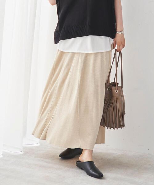 coen（コーエン）の「縦ワッフルマーメイドスカート（スカート・レディース・テラコッタ/ナチュラル/モカ・MEDIUM/LARGE）」の3枚目の写真