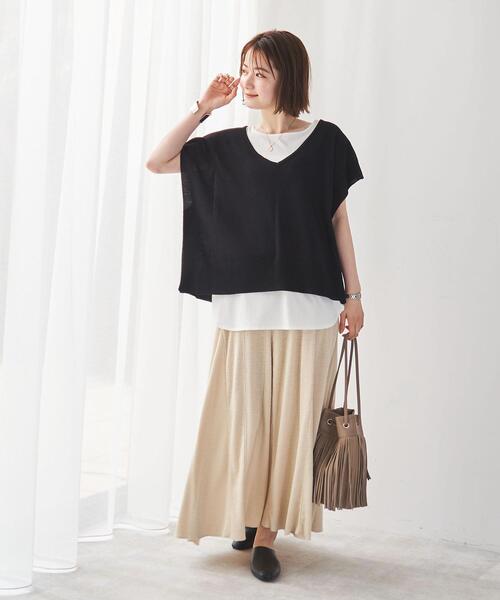 coen（コーエン）の「縦ワッフルマーメイドスカート（スカート・レディース・テラコッタ/ナチュラル/モカ・MEDIUM/LARGE）」の4枚目の写真