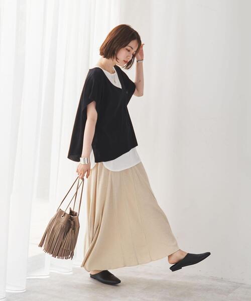 coen（コーエン）の「縦ワッフルマーメイドスカート（スカート・レディース・テラコッタ/ナチュラル/モカ・MEDIUM/LARGE）」の5枚目の写真