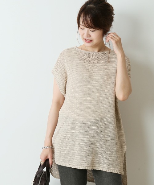 Simplicite（サンプリシテ）の「和紙ニットプルオーバー◆（ニット/セーター・レディース・ブラック/ベージュ・FREE）」の2枚目の写真