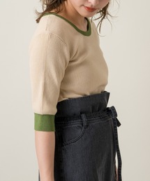 Kastane | 配色リンガーリブニットTee(Tシャツ/カットソー)
