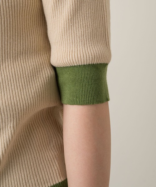 Kastane（カスタネ）の「配色リンガーリブニットTee（Tシャツ/カットソー・レディース・グリーン/サックスブルー/スカイブルー/オレンジ・FREE）」の20枚目の写真