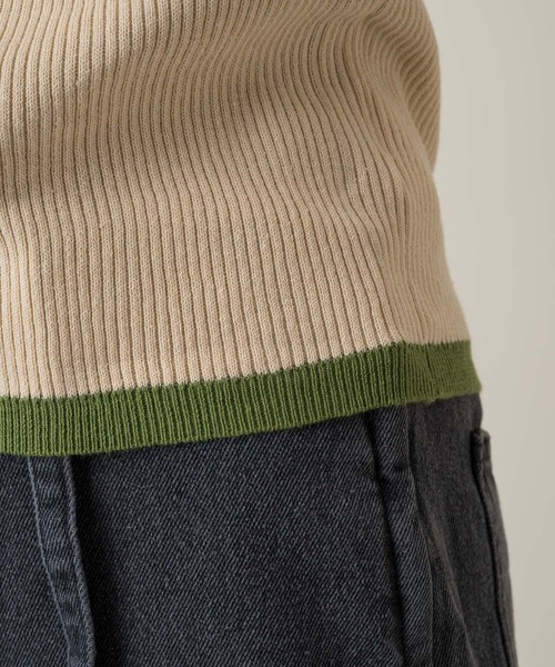 Kastane（カスタネ）の「配色リンガーリブニットTee（Tシャツ/カットソー・レディース・グリーン/サックスブルー/スカイブルー/オレンジ・FREE）」の21枚目の写真