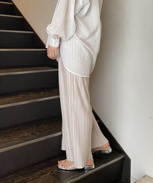 AS KNOW AS PINKY（アズノゥアズピンキー）の「ランダムプリーツワイドパンツ（その他パンツ・レディース・ブラック/モカ/グレイッシュベージュ/ライトカーキ・FREE）」の18枚目の写真