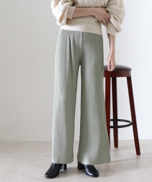 Cheek(チーク)の「セルフカットプリーツパンツ(その他パンツ・レディース・チャコールグレー/ブラック/ベージュ/グレー/ミント・MEDIUM)」の5枚目の写真