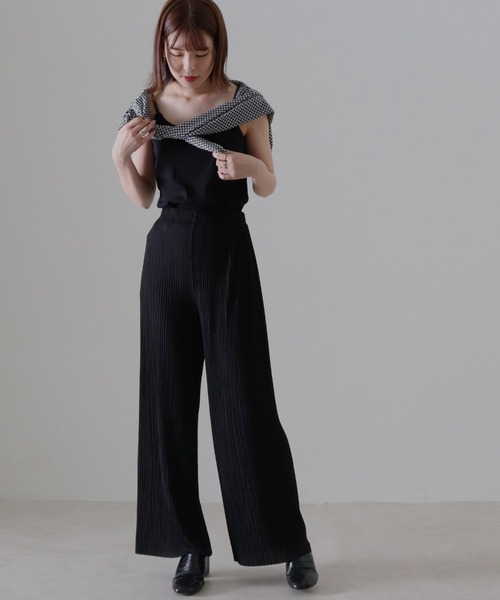 Cheek(チーク)の「セルフカットプリーツパンツ(その他パンツ・レディース・チャコールグレー/ブラック/ベージュ/グレー/ミント・MEDIUM)」の6枚目の写真