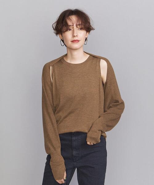 BEAUTY&YOUTH UNITED ARROWS(ビューティーアンドユースユナイテッドアローズ)の「BY レイヤードマルチニット -ウォッシャブル-(ニット/セーター・レディース・ターコイズブルー/ブラウン・FREE)」の2枚目の写真